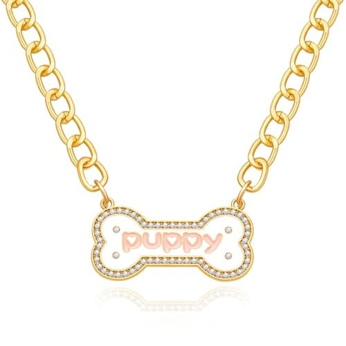 Cicy Bell Pet Dogs Cats Bow Collars | Alloy Cute Fashion Dog Necklace with Dog Bone Charm for Small Medium | Adjustable Elegant Sweet Accessories Gift for Kitten Puppy - Image 1