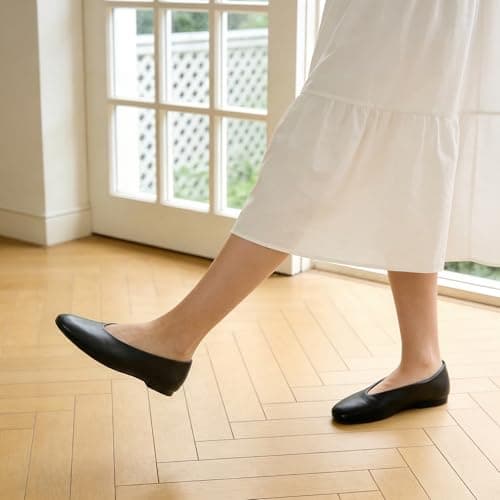 Athlefit Ballet Flat Shoes for Women Closed Round Toe Ballerina Black Flats Comfortable Slip On Casual Dress Shoes for Office Work Daily Size 9 - Thumbnail 3
