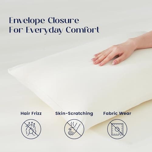 Dream Valley® Cooling Pillow Cases for Hot Sleepers, Softer Than Silk Pillowcase, King Size Set of 2, Breathable Mellow Sleep Pillow Covers for Deep Sleep, Ivory, 20''×36'' - Thumbnail 5