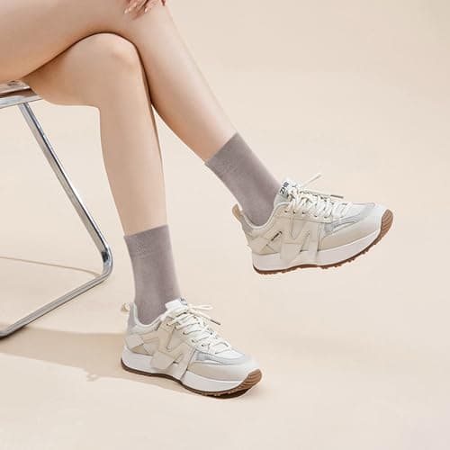 MORECOO Socks for Women - 6 Pairs Cotton Socks Soft Breathable Seamless Toe Non-Slip Crew Socks for Daily Work Casual Wear - Thumbnail 6