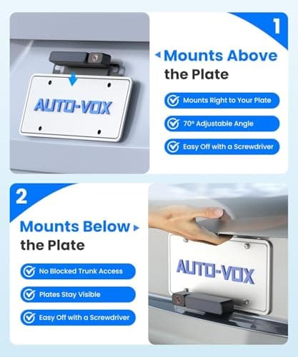 AUTO-VOX Solar Wireless Backup Camera with 5" 1080P Monitor: 5000mAh Battery 2 Mins DIY Installation & 2 Split Screen Back Up Camera, IP69K Waterproof Reverse Camera for Car, Van, SUV, Truck, Trailer - Thumbnail 3