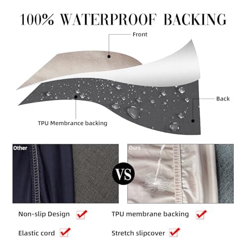 SUKAIKEQA Outdoor Cushion Covers Set,8PCS Waterproof Patio Furniture Couch Seat Slipcovers, Replacement for Sofa Sectional Chair(Cover，Only) - Thumbnail 4