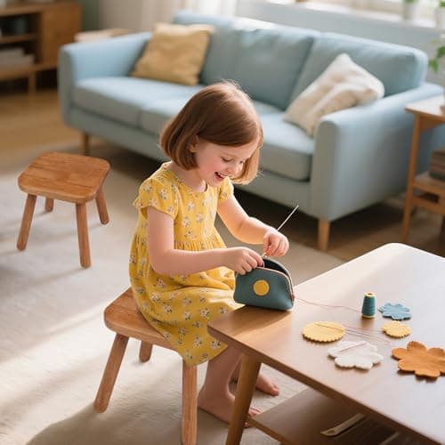 zaowofires Solid Wood Step Stool，Wooden Plant Stool, Wood Plant Stand, Round Footstool, Removable Portable, Small Short Shoe Changing Stool (Walnut, 9.3inch) - Thumbnail 2