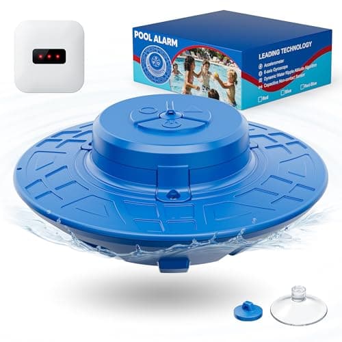 Pool Alarm for Inground & Above Ground Pools, Adjustable Sensitivity 85dB+ Loud Alerts, Weatherproof Floating Pool Safety Alarms for Pets (Blue)