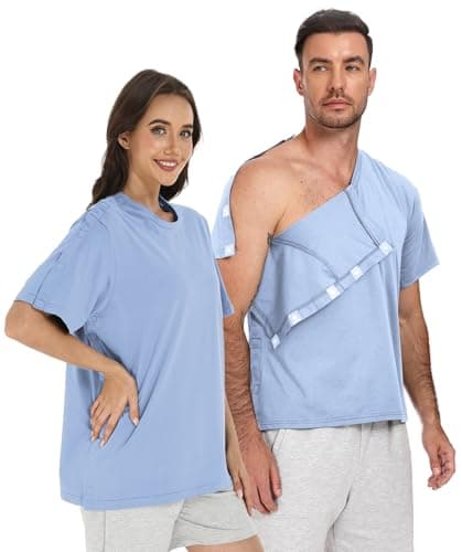 Recorah Post Surgery Shirt for Men Women - Adaptive Tear Away Clothing with Magnetic Closures for Easy One-Handed Dressing - Shoulder, Mastectomy & Dialysis Recovery Wear - Image 1