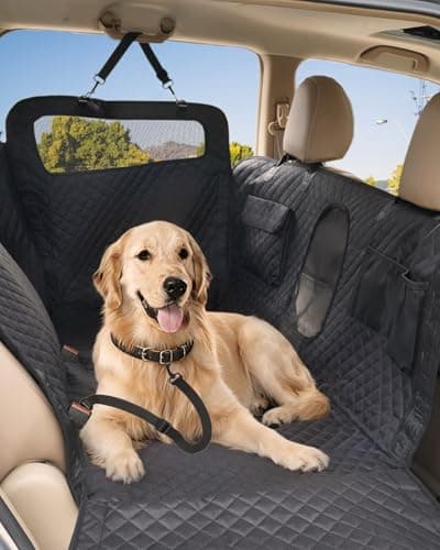 Dog Seat Cover For Back Seat- Heavy Duty Soft Bottom Car Hammock for Dog, With a Heightened Design Both Side,Fits Cars,Suv, and Mid-Size Trucks, Waterproof and Machine Washable,Black&Large Size. - Image 1