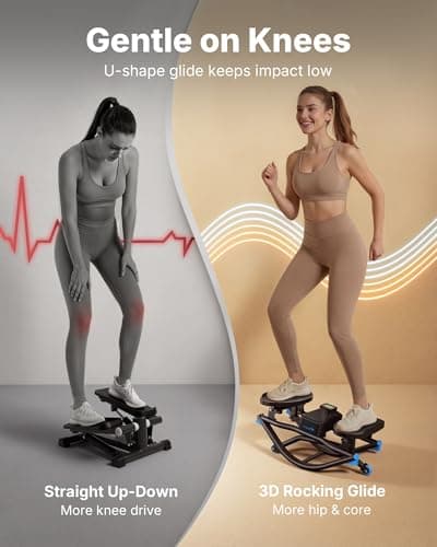 Merach Rocking Steppers for Exercise at Home, 3D Motion Stair Stepper with Resistance Bands for Full Body Workout & Low-Impact Balance Board, 330 LBS Loading Capacity Exercise Equipment（Black） - Thumbnail 3