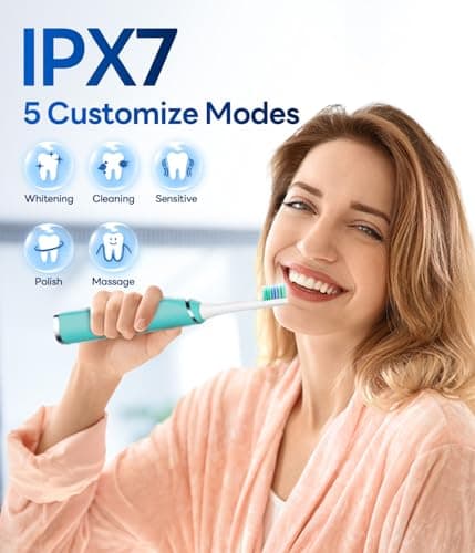 Bymore Electric Toothbrush for Adults,Kids ElectricToothbrush,Travel Sonic Kids Toothbrush with 8 Replacement Heads,Ultra Soft RechargeableToothbrush-Blue - Thumbnail 6