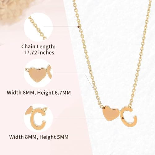 PNNY AMDA Initial Heart Necklace for Women: 18K Gold Plated Pendant Dainty Letter Necklace - Cute Jewelry Teens Gifts (J) XL-TXZM-J - Thumbnail 3