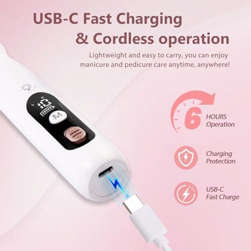 ZABOUL Electric Nail Drill Kit Cordless Professional Manicure Pedicure Nail File Buffer for Acrylic Nails Gel Polishing Removing Manicure Salon Home with Nail Drill Bits Sanding Bands - Thumbnail 6