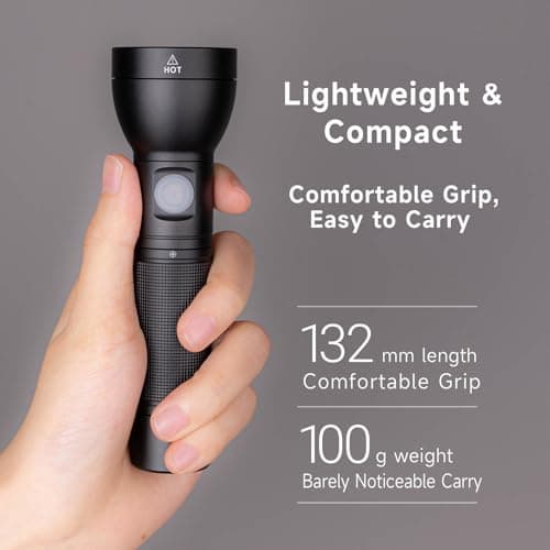 NEXTORCH ED30 Tactical EDC Flashlight – 1000 Lumens, 550m Ultra Long-Range Beam, Compact Design with USB-C Charging, Waterproof, Perfect for Outdoor, Camping, Emergency Use - Thumbnail 3