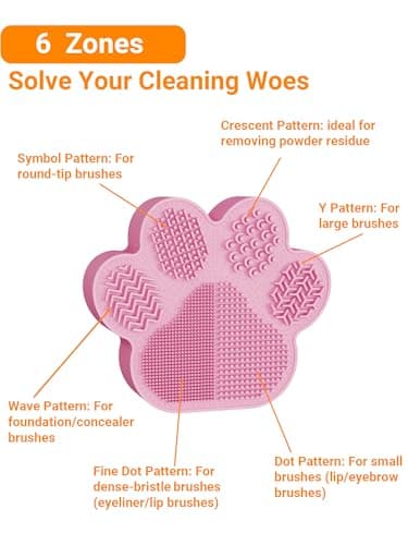 Cat Paw Makeup Brush Cleaner 2-Pack Pink & Purple 2-in-1 Clean & Store Silicone Tool 6 Zones for Makeup Enthusiasts Bathroom Shower Travel 113mm(4.45in)×97mm(3.82in) - Thumbnail 5