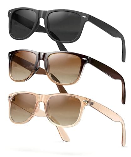 QALLY Polarized Sunglasses Womens Square Womens Sunglasses Trendy Classic Retro Sun Glasses Fashion UV400 Protection 3 Pack - Image 1