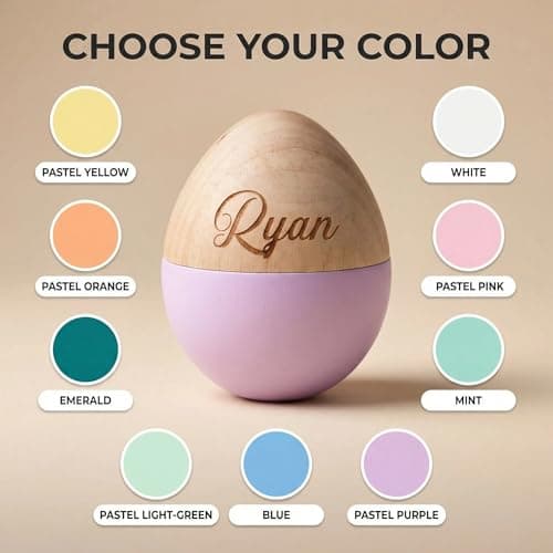 Personalized Wooden Eggs Musical Shakers 2026 – Natural Beech Wood with Free Engraving for Kids, Easter Basket Stuffers,, Sensory Toys for Boys Girls - Thumbnail 2