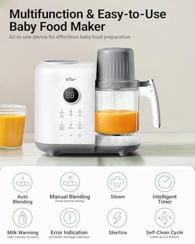 Bear Baby Food Maker with 18.5oz Dual-Layer Steam Baskets, OneStep Baby Food Processor Steamer Puree Blender Grinder Mills, Auto Cooking Grinding&Sterili-zing for Healthy Homemade Baby Food, BPA-Free - Thumbnail 2