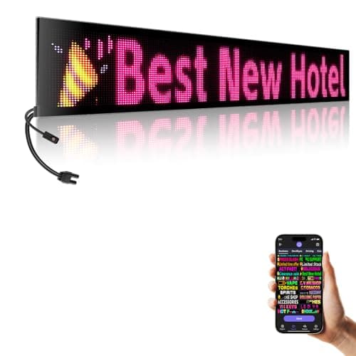 Large Programmable Indoor Window LED Sign, P5 Resolution LED Signs, Bluetooth App, for Business Bars Gaming Rooms Restaurants Festivals (37"x 8") - Image 1