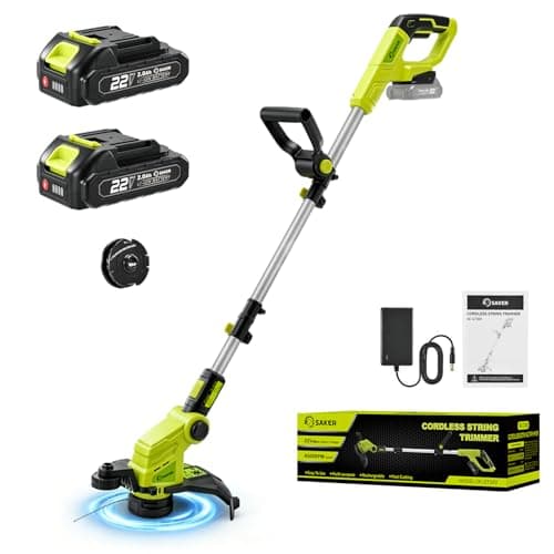 Saker Cordless Weed Wacker,3-in-1 Weed Cutter with Auto Line Feed, 12-in Cordless Lawn Mower Grass Trimmer&Edger Lawn&Mower Tool with 2 Batteries for Yard, Garden,Wireless Weed Eater with 2 Lines - Image 1