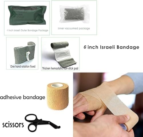 Tactical Emergency First Aid Kit: MOLLE Admin Pouch IFAK - Wound Dressing Blood Control EMT Survival Trauma Kit 6" Bandage- Camp Travel Car Medic Kit - Thumbnail 4