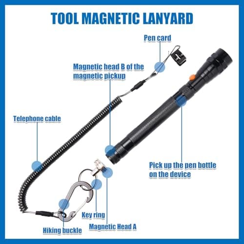 VIBELITE Gifts for Men, Magnetic Flashlight with Tool Magnetic Lanyard, Telescoping Magnet Pickup Tool, Cool Gadgets Dad Gifts, Birthday Gifts for Men, Dad, Husband, Women, Dad Gifts - Thumbnail 3