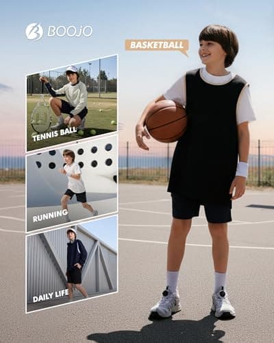 BOOJO 3 Pack Athletic Basketball Boys Shorts - Teen Black Soccer Running Baseball Quick Dry Shorts with Pockets for Youth - Thumbnail 5