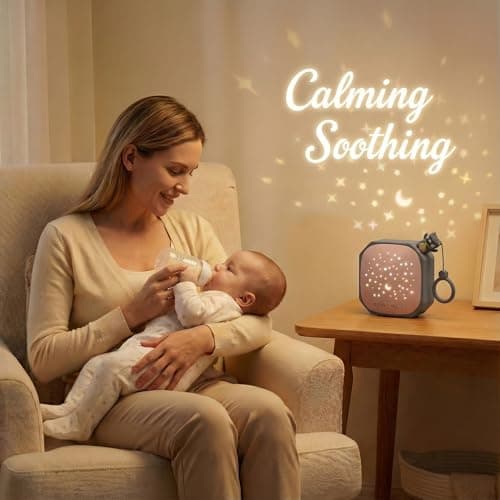 Portable White Noise Sound Machine with Star Projector | Sound Therapy Calm Music Machine Baby Sleep Soother with Hook for Home, Car Travel, Nursery, Infant, Kids Gifts (Lucky Cat) - Thumbnail 4