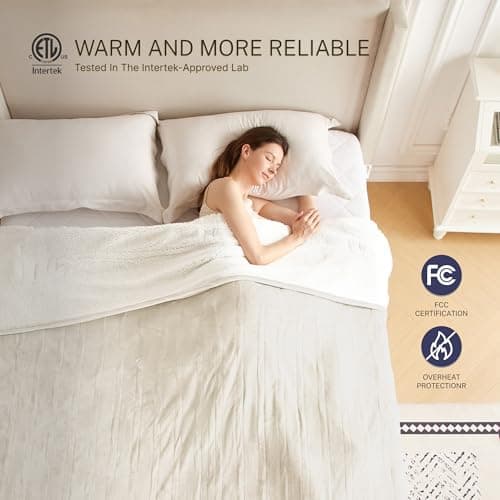 Thermylux Electric Blanket Full 72"x84" Heated Electric Blankets 10 Heating 12 Time Settings Levels 8 Hours Auto Off Fast Heating and Overheat Protection ETL Certified Machine Washable,Ivory - Thumbnail 2