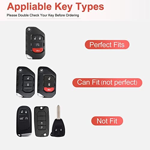 RUABIBAN for Jeep Key Fob Cover with Keychain, Soft TPU Key Case Protection Fit for 2018-2022 Jeep Gladiator Wrangler Sahara Rubicon - Thumbnail 2