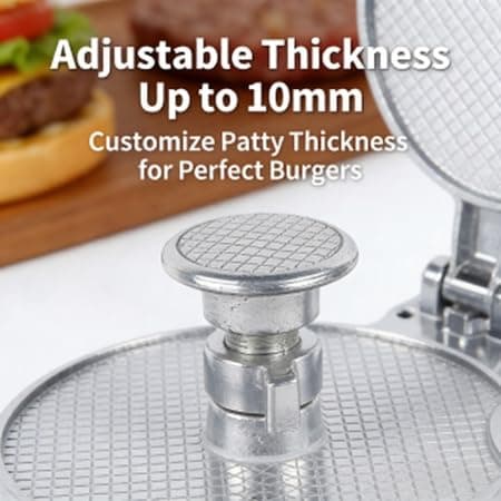 Adjustable Burger Press, Food-Grade Aluminum Patty Maker with Non-Stick Textured Plates, 4.5 Inch (118mm) for 6-8 oz Burgers, Ergonomic Design for Home Cooks & Commercial Kitchens - Thumbnail 6