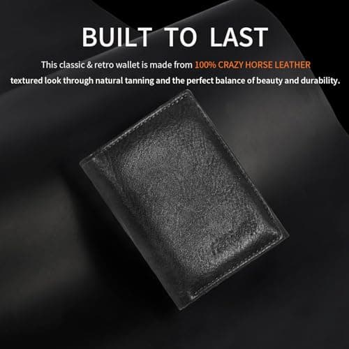 HiChiclife Men's Trifold Wallet, Classic RFID Blocking Leather Design - Durable Front Pocket Wallet with ID Window & Multiple Card Slots, Gift Box Included - Thumbnail 5