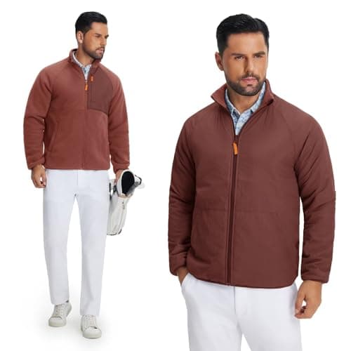 M MAELREG Reversible Fleece Lined Jacket Men Zip Up Warm Golf Jackets Fall Winter Casual Insulated Coats Clothes - Thumbnail 4