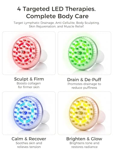 Huxerol Lymphatic Drainage Massager, Cellulite Massage Tool & Body Sculpting Machine with 4-Color Light, Pulse, Heat & Vibration for Body, Arms & Legs - Thumbnail 4
