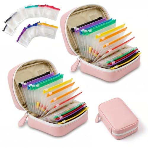 NeLiangIA Pink Waterproof Pill Organizer, Large Capacity Travel Medicine Organizer with 14 Color Pouches, Pastilleros para Medicamentos, Portable Travel Pill Organizer for Family & Long Travel
