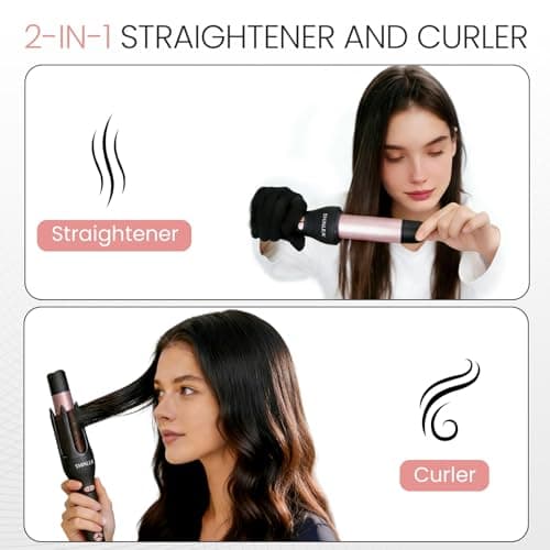 Automatic Hair Curler, Automatic Rotating Curling Iron 1 1/4 Inch for Long Hair, 2 in 1 Hair Straightener and Curler, Ionic Curling Wand with 3 Temperatures, Dual Voltage, Anti-Scald, Auto Shut-Off - Thumbnail 6