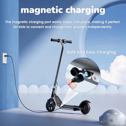 iScooter IK3 Electric Scooter for Kids Ages 6-12, 150W Motor, LED Display, 3 speeds Adjustable, Colorful Lights, Double Brake, Kids Electric Scooter with Magnetic Charging (IK3,Black) - Thumbnail 4