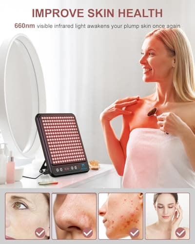 Astarexin Red Light Therapy Panel, 225 Dual-Chip LEDs with 660nm Red & 850nm Near Infrared Light for Face, Skin, Sleep, Body Relaxation, Portable Therapy Panel with Stand & Timer - Thumbnail 2