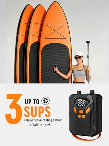 JivDaw Electric Paddle Board Pump, High Pressure 20 PSI Rechargeable SUP Pump with Intelligent Dual-Stage Inflation & Deflation, Auto-Off for Surfing Kites, Tents, Boats and Stand Up Paddle Boards - Thumbnail 5
