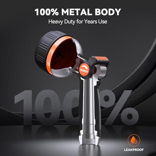 VOXON Hose Nozzle Heavy Duty 10 Spray Patterns - Metal Garden Water Hose Sprayer with Thumb Flow Control | On Off Valve, Nozzle Sprayer for Lawn & Plant Watering, Car & Pet Washing - Thumbnail 2