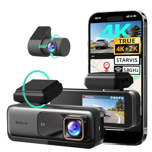 BOTSLAB 4K Dash Cam Front and Rear, 170° Ultra Wide 4K+2K Dashcam with ADAS, Night Vision, 24/7 Parking Mode, IMX415 STARVIS Sensor, WDR, 5.8GHz WiFi, Built-in GPS, Loop Recording (No SD Card) - Image 1