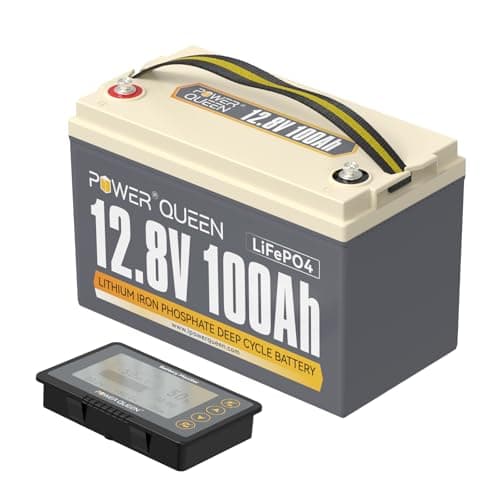 Power Queen 12V 100Ah LiFePO4 Battery with 500A Monitor, 1280Wh Lithium Battery with 100A BMS, Up to 15000 Cycles, Perfect for RV Camping, Trolling Motor, Solar Power Storage - Image 1