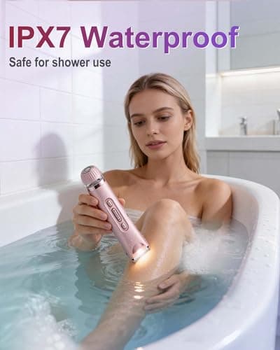 Bikini Trimmer for Women- LED Light Electric Razors for Women for for Face, Bikini, Body, Leg, USB Rechargeable Facial Hair Removal, IPX7 Waterproof Electric Shaver, Painless & Flawless - Thumbnail 4
