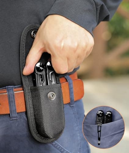 SUYIWEE Multitool, 14-in-1 Stainless Steel Foldable Multi Tool with Wire Cutter, Knife, Saw, Screwdrivers, Bottle/Can Opener, Multitools with Pocket Clip for EDC, Camping, Hiking, Repairing, Black - Thumbnail 6