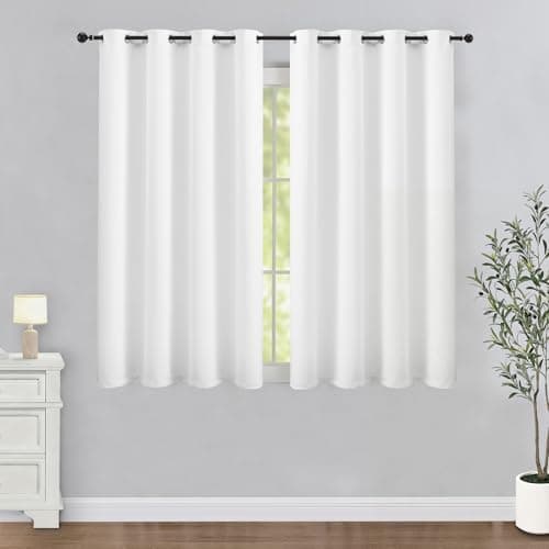 LIMON HOME White Blackout Curtains 72 inches Long for Living Room Bedroom, Soundproof Window Treatment Black Out Drapes for Hall Room, Set of 2 Panels - Image 1
