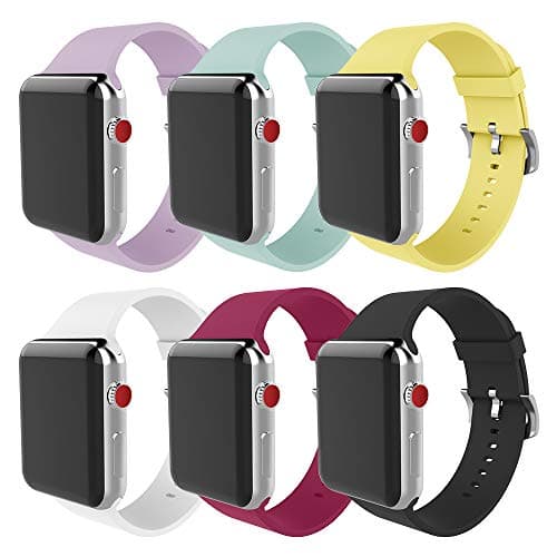 MITERV Silicone Replacement Band, Compatible with Apple Watch 38mm 40mm 42mm 44mm, Variety Pack, Unisex-Adults