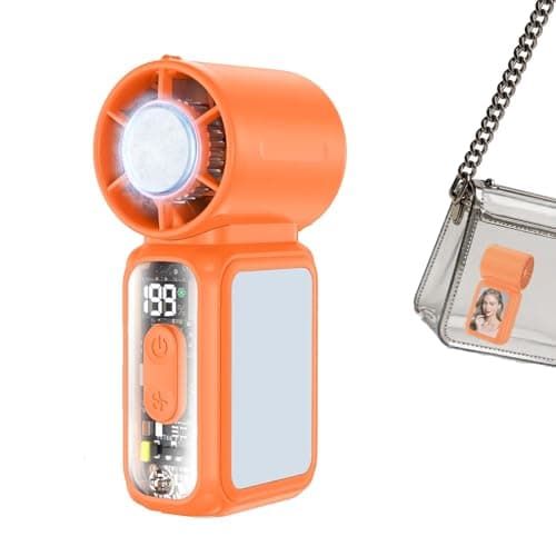 W & O Portable Handheld Fan with Semiconductor Cooling,Speed (1-199) Personal Turbo Mini Fan 4300mAh Rechargeable,Powerful 20000RPM Pocket Hand Fans for Travel/Makeup/Outdoor/Home (Orange ICE) - Image 1