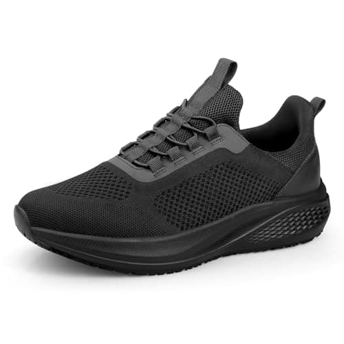Slip Resistant Work Shoes for Men Black Zapatos de Trabajo para Hombres Slip On Comfortable Lightweight Food Service Chef Sneakers in Kitchen Restaurant Size 8