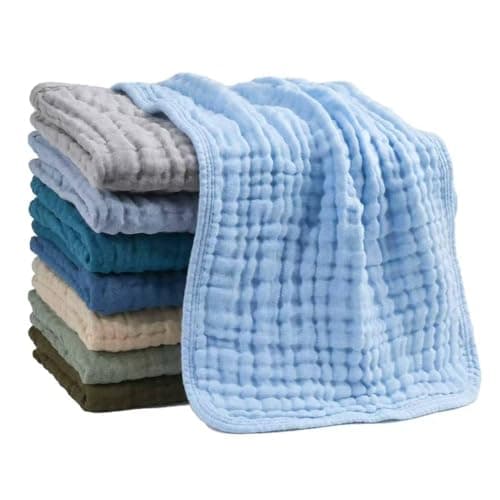 Wenobby Muslin Burp Cloths for Baby Boys - 6 Layer Large 20"x10" Organic Cotton Burping Cloths, Ultra Soft Absorbent, Pack of 8, Spit Up Rags Drool Wash Cloths Baby Essentials Registry - Image 1