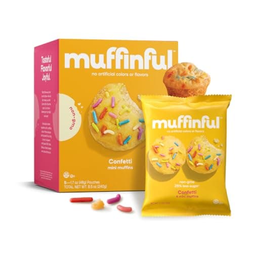 Muffinful Triple Confetti Mini Muffins – Bakery Fresh Bite-Sized Treats – 60 Muffins Total (15 Packs of 4) – Less Sugar, Nothing Artificial, Individually Wrapped - Image 1