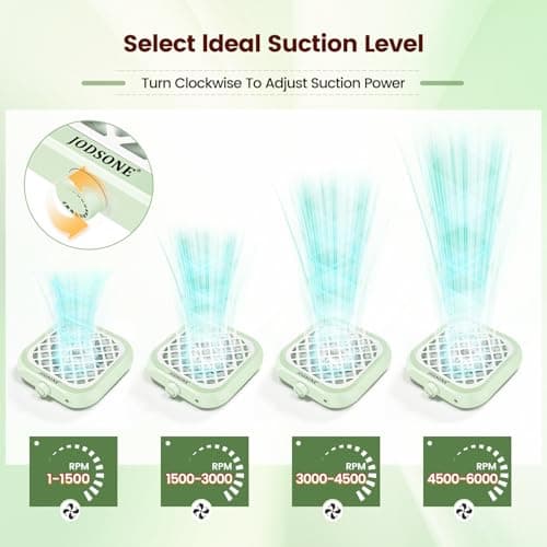 JODSONE 6000RPM Mini Nail Dust Collector Powerful Suction Portable PocketSized Nail Salon with 30 Filters Green - Thumbnail 6