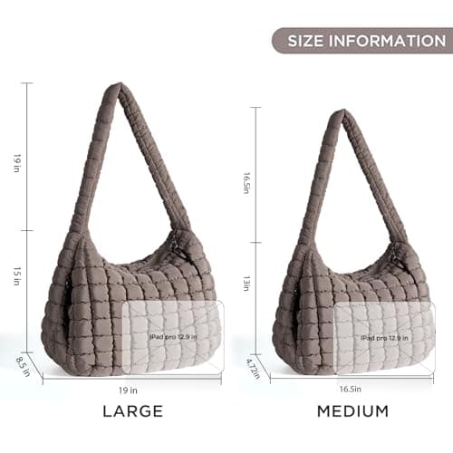 Puffer Tote Bag for Women Large Quilted Tote Bag Quilted Carryall Bag Soft Puffy Crossbody Bag Hobo Handbags Puff Purse - Thumbnail 2
