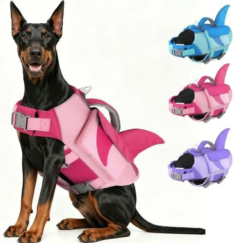 Dogcheer Shark Dog Life Jacket, High Buoyancy Dog Life Vest with Removable Foam Panels, Rescue Handle & Reflective Stripes, Dog Swimming Vest for Swim-Loving, Beginner, Senior & Weak Dogs, Pink L - Image 1